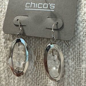 0029-Chico's Silver and Clear Dangle Earrings